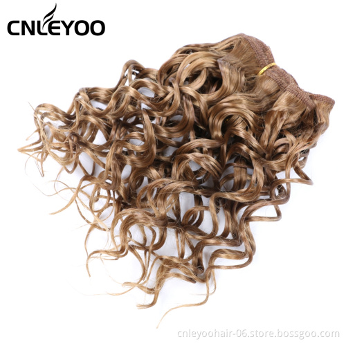 8 Inch Jerry Curl Braiding Hair Extension Light Brown 3 pieces Synthetic Curly hair bundle for Women